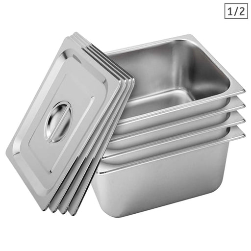 4x Gastronorm Gn Pan Full Size 1 2 20cm Deep Stainless Steel