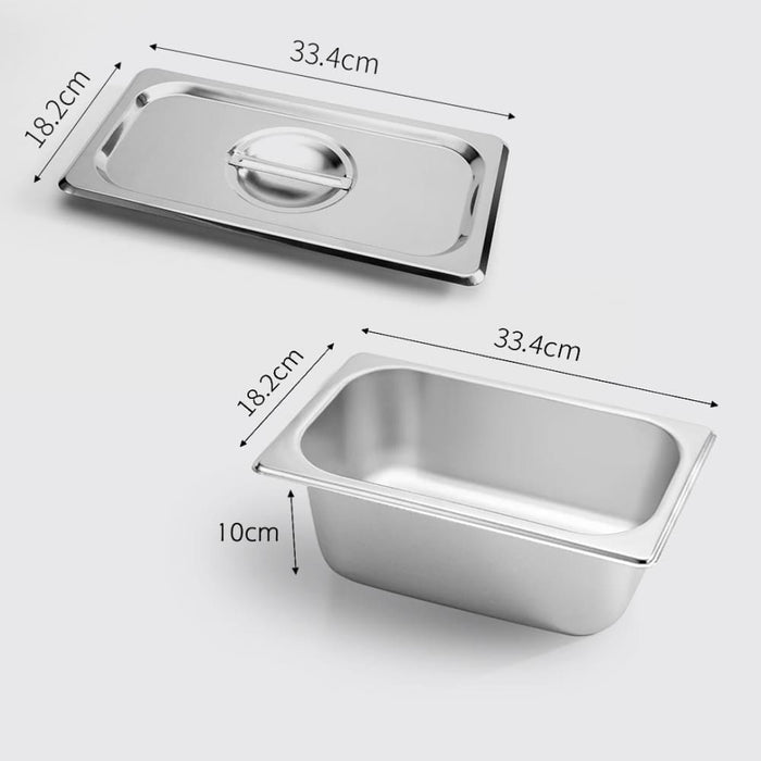 4x Gastronorm Gn Pan Full Size 1 3 10cm Deep Stainless Steel
