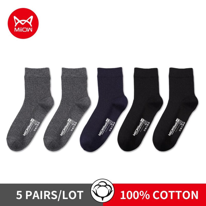 5 Pairs Black Business Men Socks Cotton New Style Casual