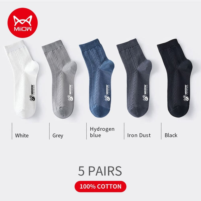 5 Pairs Cotton Socks Men’s Casual Dress Printing Winter