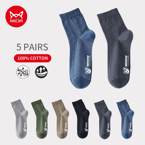 5 Pairs Cotton Socks Men’s Casual Dress Printing Winter