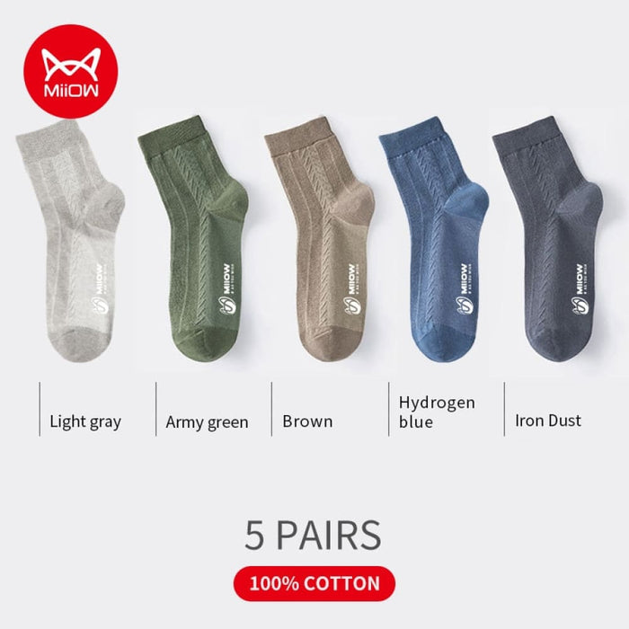 5 Pairs Cotton Socks Men’s Casual Dress Printing Winter