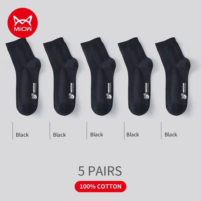 5 Pairs Men Cotton Socks Printing Casual Dress Long Male