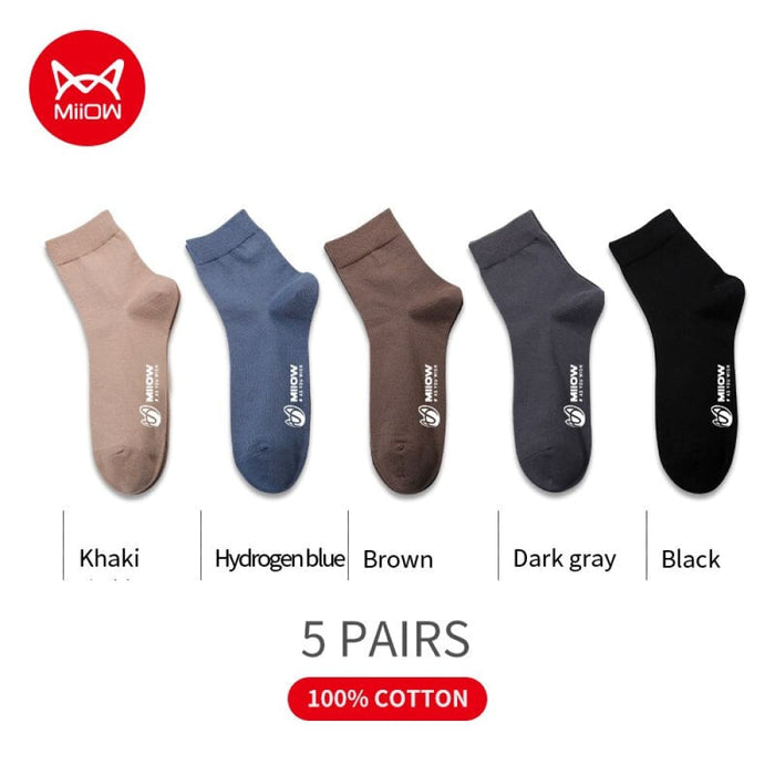 5 Pairs Men’s Cotton Casual Tube Socks Printing Winter