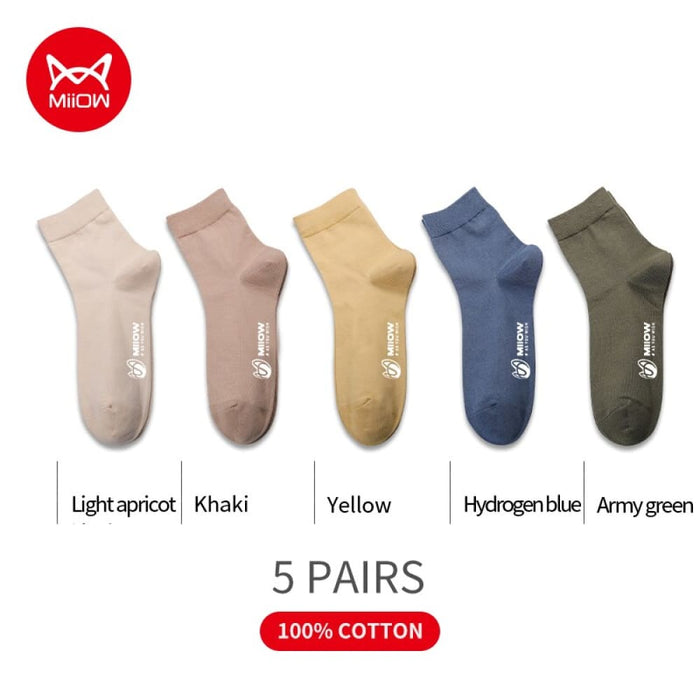 5 Pairs Men’s Cotton Casual Tube Socks Printing Winter