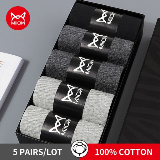 5 Pairs Men’s Cotton Socks Black Business Men Deodorant