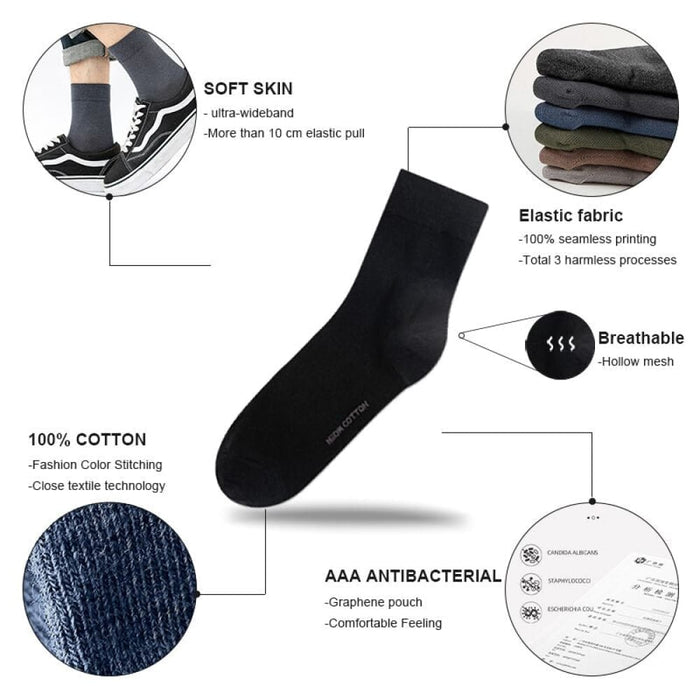 5 Pairs Men’s Socks Cotton New Style Black Business Man