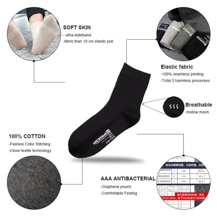 5 Pairs Men’s Socks Cotton New Style Black Business Men