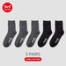 5 Pairs Men’s Socks Cotton New Style Black Business Men