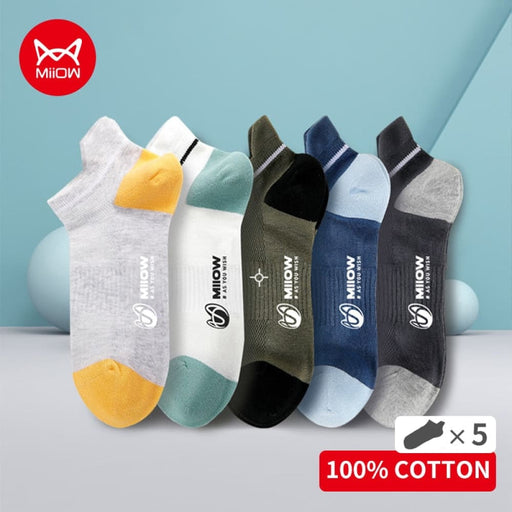 5 Pairs Summer Cotton Men Socks Low Cut Ankle Comfortable