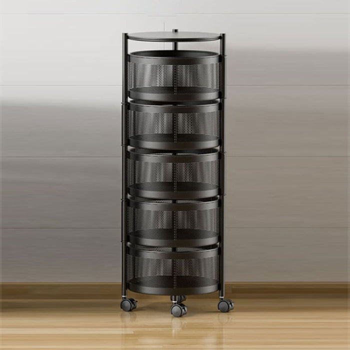 5 Tier Steel Round Rotating Kitchen Cart Multi-functional