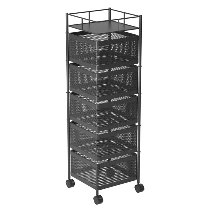 5 Tier Steel Square Rotating Kitchen Cart Multi-functional