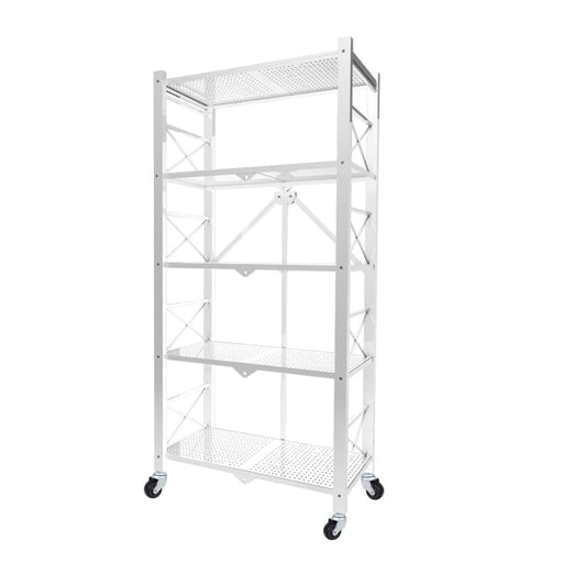 5 Tier Steel White Foldable Display Stand Multi-functional