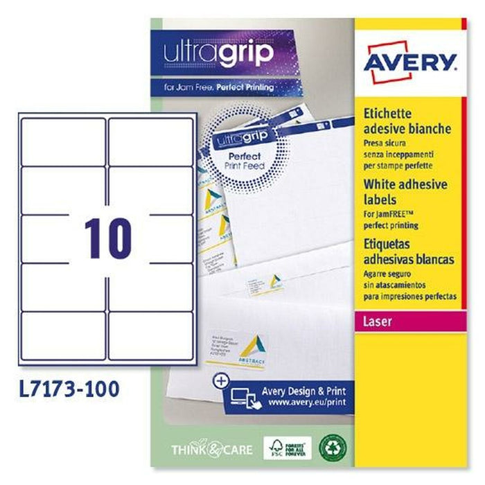 Printer Labels By Avery L7173 White 100 Sheets 99 x 57 Mm 5 Units