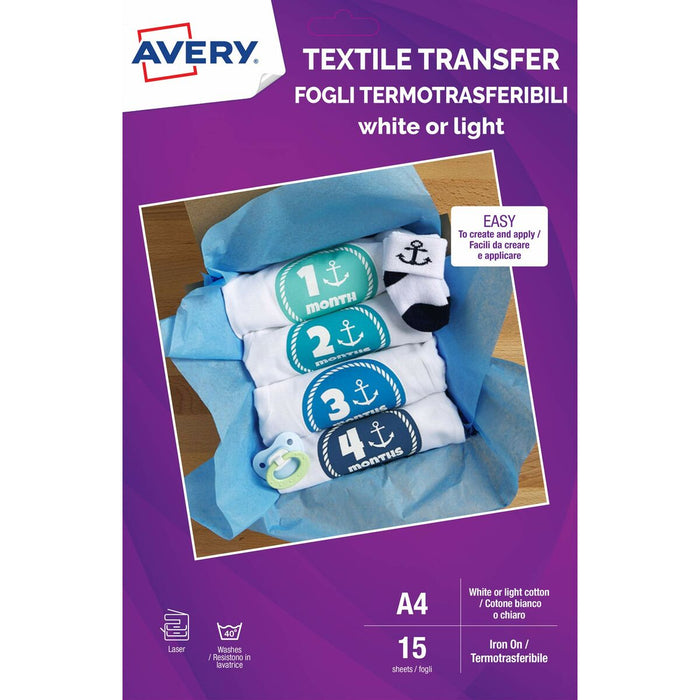 Printer Paper By Avery Textile Transfer A4 15 Sheets