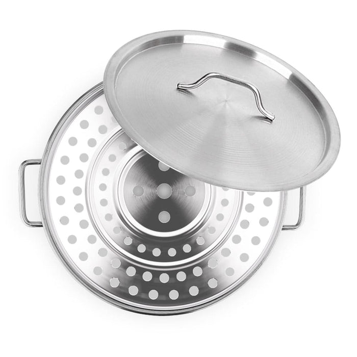 50l Stainless Steel Stock Pot With Two Steamer Rack Insert