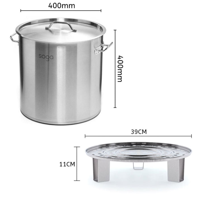 50l Stainless Steel Stock Pot With Two Steamer Rack Insert