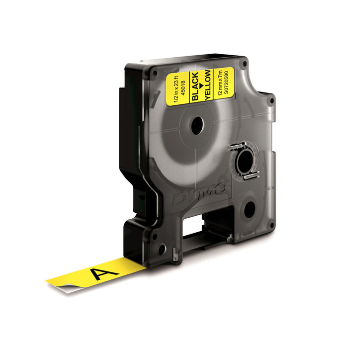 Laminated Tape For Labelling Machines By Dymo D1 45018 12 Mm Labelmanager Yellow Black 5 Units