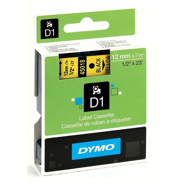 Laminated Tape For Labelling Machines By Dymo D1 45018 12 Mm Labelmanager Yellow Black 5 Units