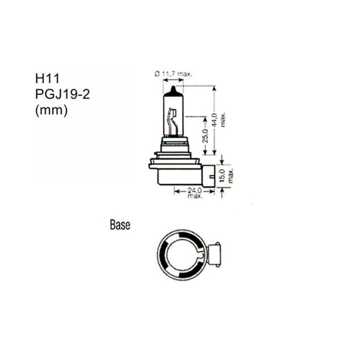 Car Bulb By Mtech Ptzsw11duo H11 12v 55w