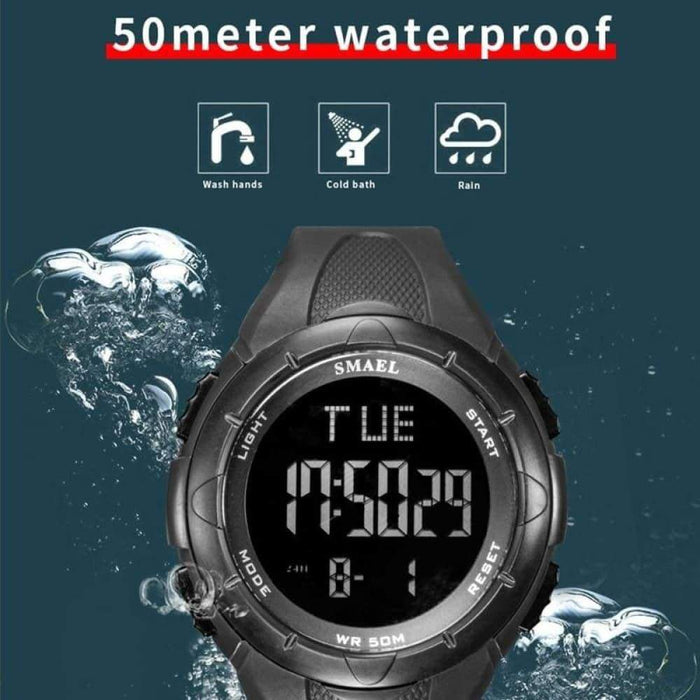 6 In 1 Men’s 50m Waterproof Led Digital Wrist Watch Bracelet