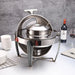 6.5l Stainless Steel Round Soup Tureen Bowl Station Roll Top