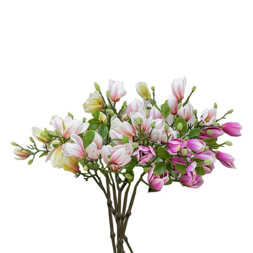 6 Bunch Artificial Silk Magnolia Denudata 4 Heads Flower