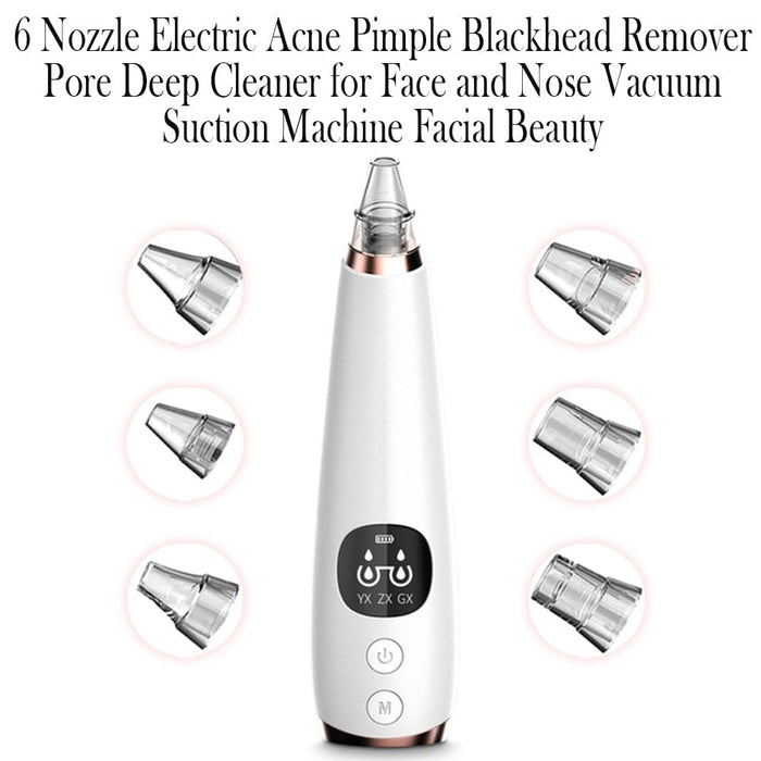 6 Nozzle Electric Acne Pimple Blackhead Remover For Face