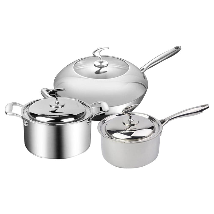 6 Piece Cookware Set 18 10 Stainless Steel 3-ply Frying Pan
