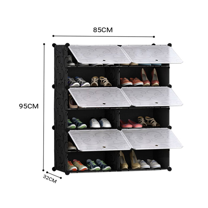 6 Tier 2 Column Shoe Rack Organizer Sneaker Footwear Storage