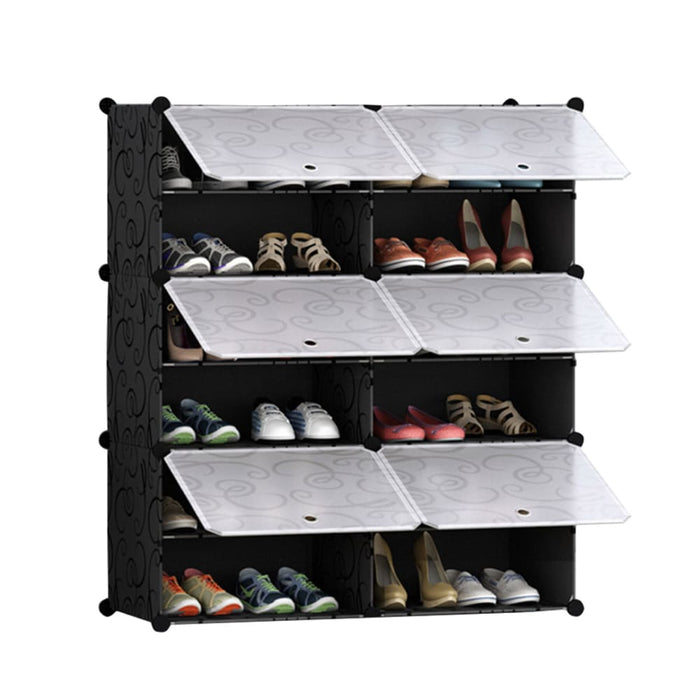 6 Tier 2 Column Shoe Rack Organizer Sneaker Footwear Storage
