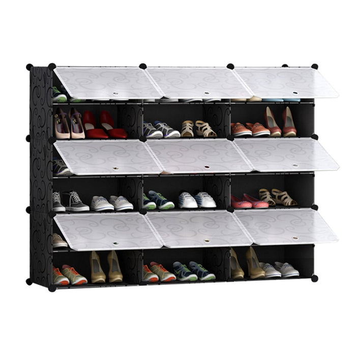 6 Tier 3 Column Shoe Rack Organizer Sneaker Footwear Storage