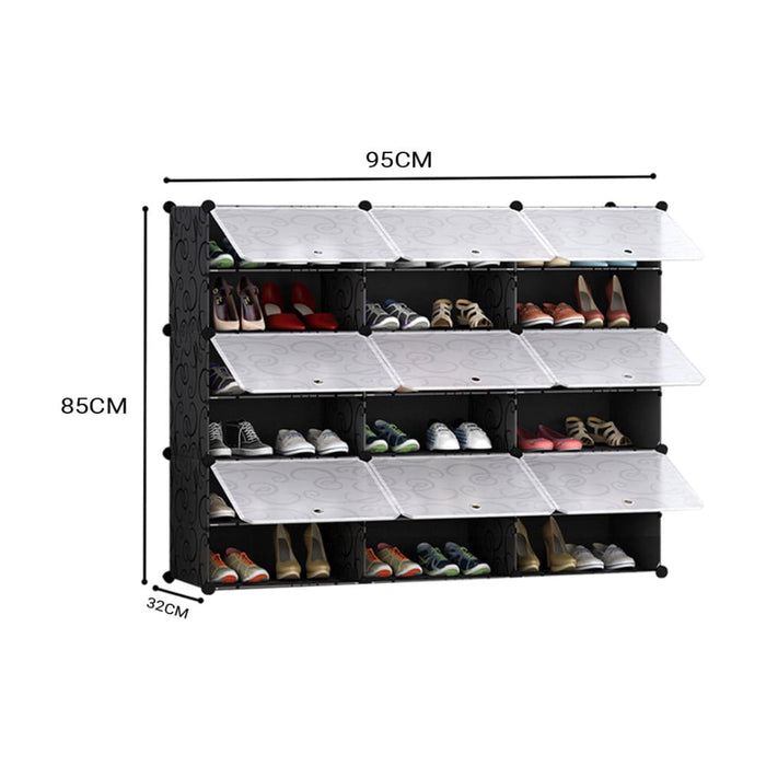 6 Tier 3 Column Shoe Rack Organizer Sneaker Footwear Storage