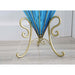 67cm Blue Glass Tall Floor Vase With Metal Flower Stand