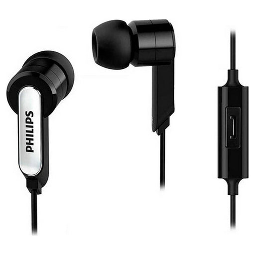 Headphones with Microphone by Philips Black Silicone