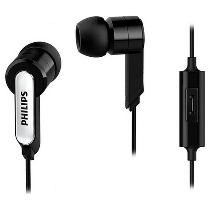 Headphones with Microphone by Philips Black Silicone