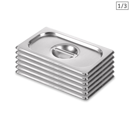6x Gastronorm Gn Pan Lid Full Size 1 3 Stainless Steel Tray
