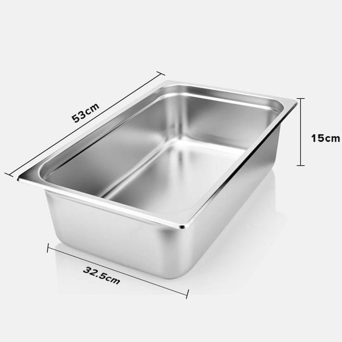 6x Gastronorm Gn Pan Full Size 1 15cm Deep Stainless Steel