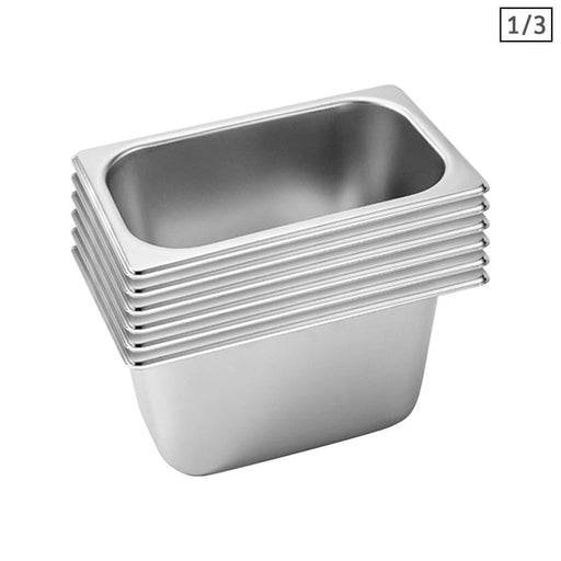 6x Gastronorm Gn Pan Full Size 1 3 15cm Deep Stainless Steel