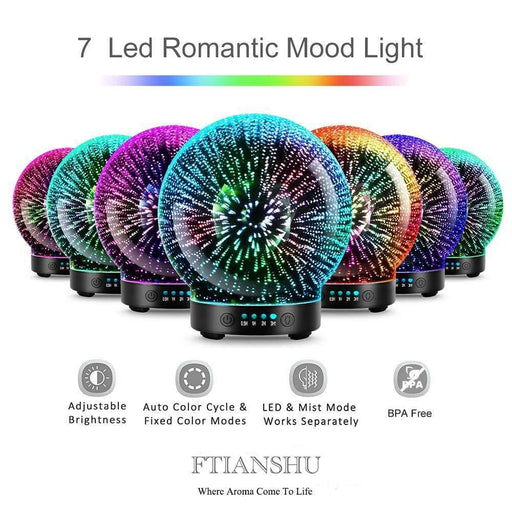 7 Led Color Lighting Modes 3d Essential Diffuser Fragrance