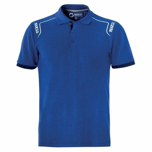 Short Sleeve Polo Shirt By Sparco Stretch Blue Size m