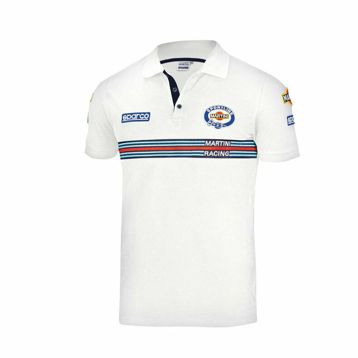 Mens Short Sleeve Polo Shirt By Sparco Martini Racing White