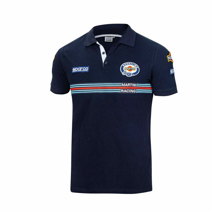 Short Sleeve Polo Shirt By Sparco Martinir L Navy Blue