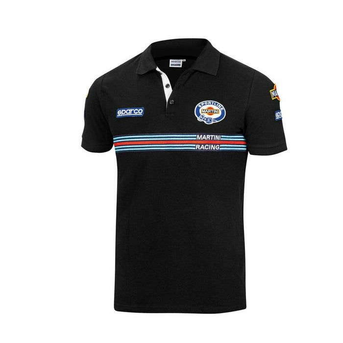 Mens Short Sleeve Polo Shirt By Sparco Martini Racing Black