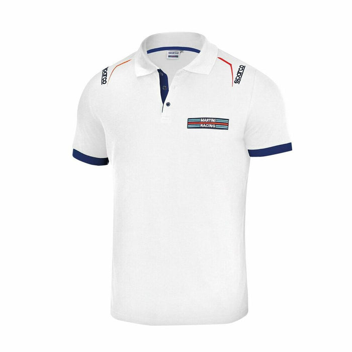 Mens Short Sleeve Polo Shirt By Sparco Martini Racing White Size M