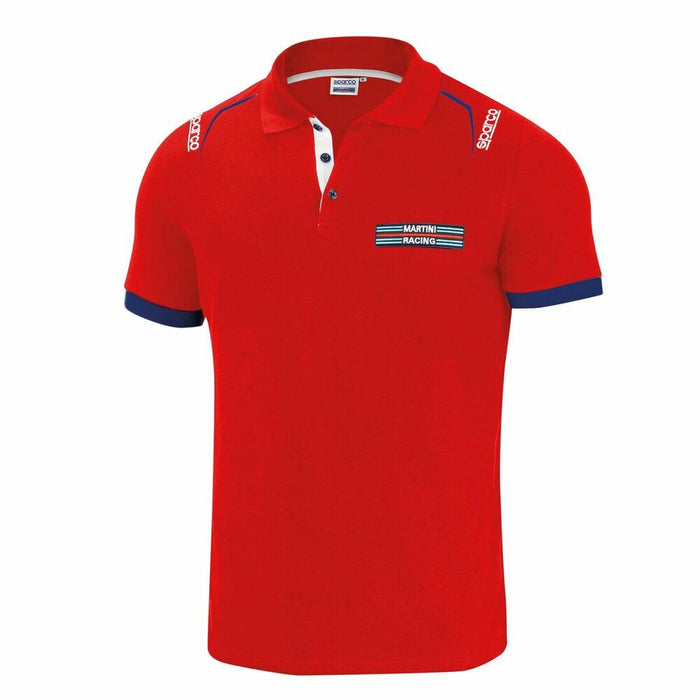 Mens Short Sleeve Polo Shirt By Sparco Martini Racing Red Size M