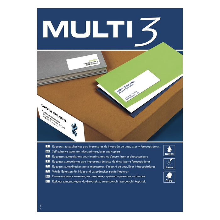 Adhesive Labels By Multi 3 500 Sheets 97 x 42 Mm White