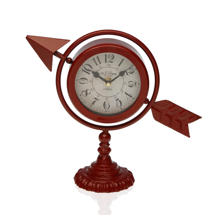 Table Clock Versa Maroon Complete Arrow Metal 23 X 16 X 8 Cm