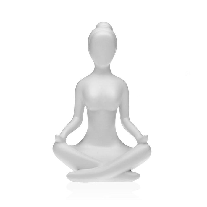 Decorative Figure Versa White Yoga 12 x 20 10 Cm Resin