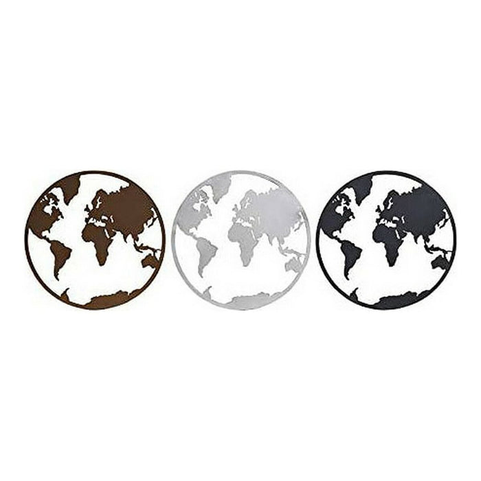 Decorative Figure Dkd Home Decor World Map Black Copper White 40 X 1 X 40 Cm 3 Pieces